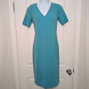Diane von Furstenburg Elegant Teal V-Neck Dress Size 4